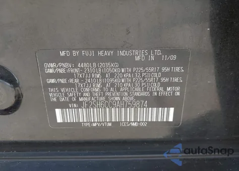 2010 Subaru Forester 2.5X Premium z USA, uszkodzony, nr VIN JF2SH6CC9AH759874